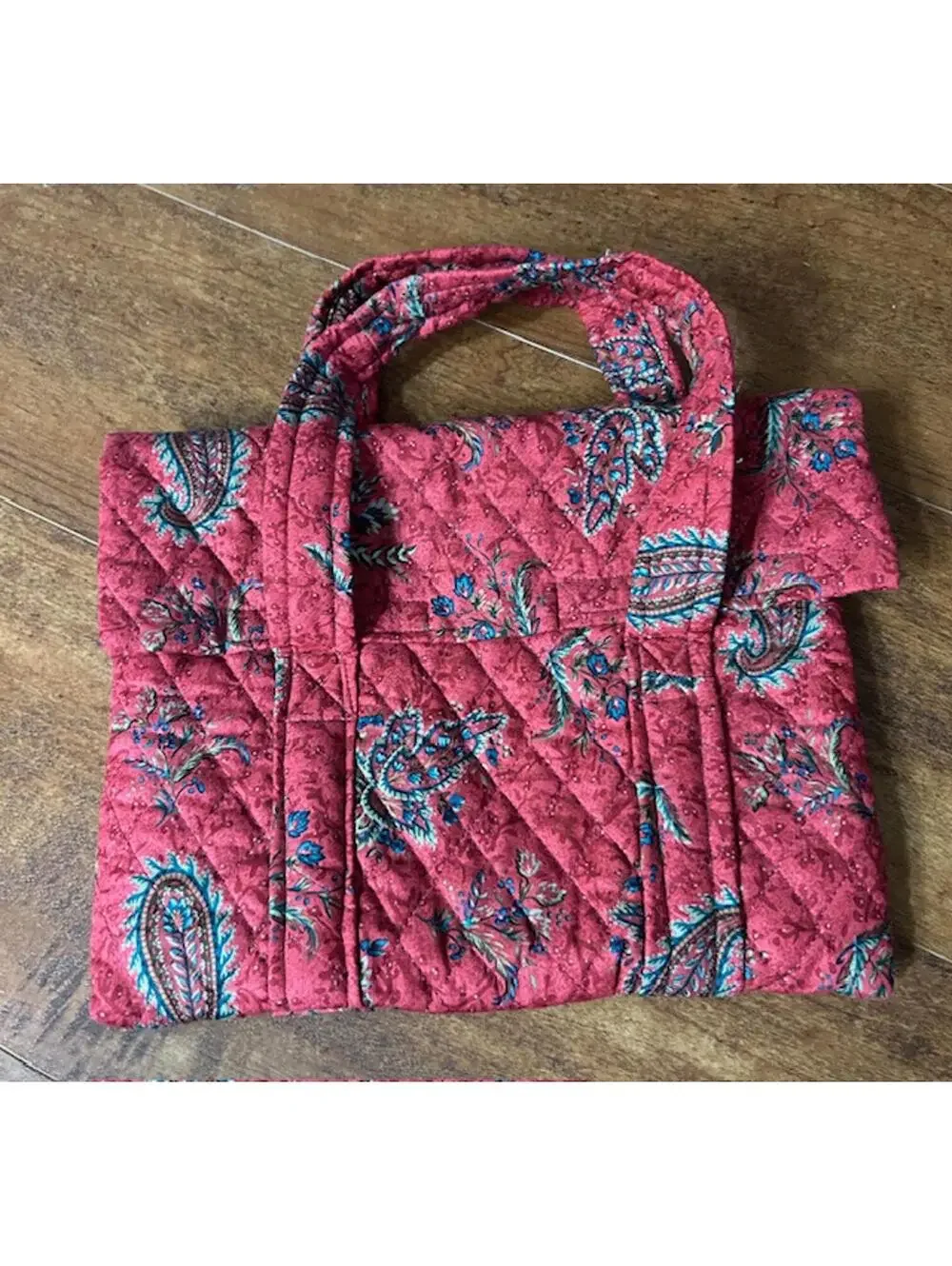 Quilted Paisley Patterned Handbag with Velcro Closure